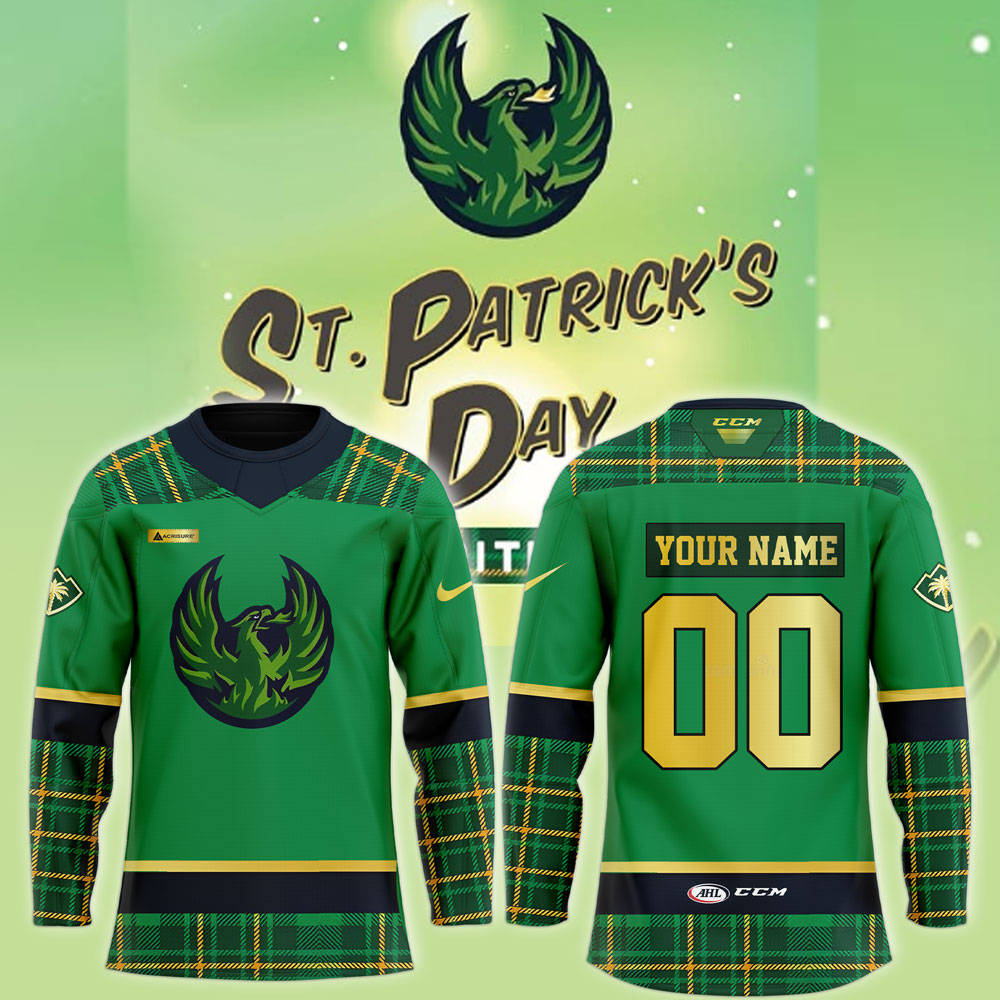 Coachella Valley Firebirds Stpatty'S Day Uniform Custom Name, Number For Fans Jersey