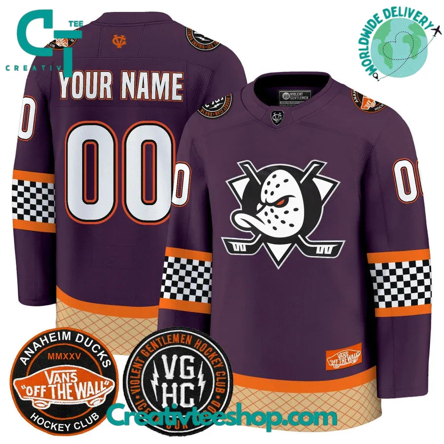 Anaheim Ducks Checkerboard X Vans Off The Wall Special Hockey Jersey