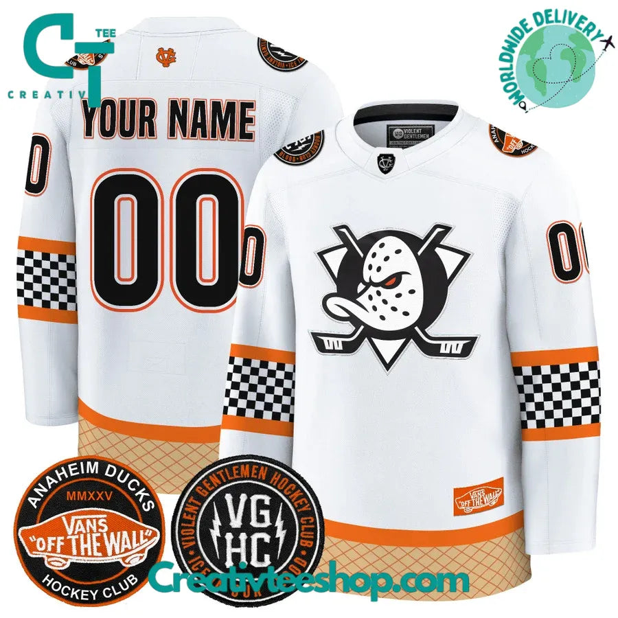 Anaheim Ducks Checkerboard X Vans Off The Wall Special Hockey Jersey