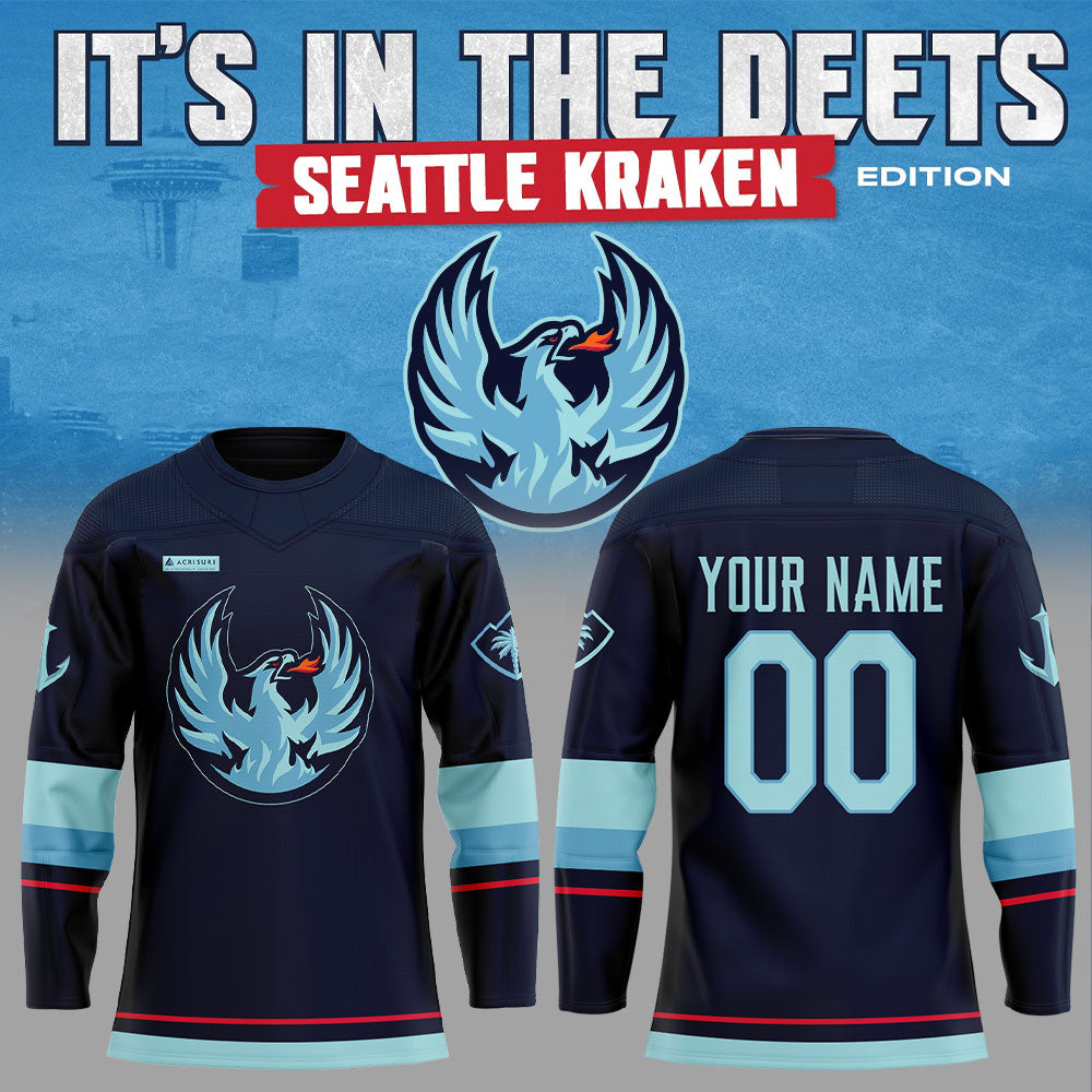 Coachella Valley Firebirds Seattle Kraken Edition Custom Name, Number For Fans Jersey