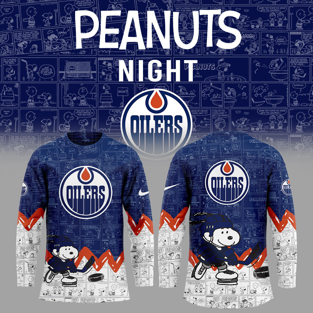 Edmonton Oilers Anniversary Of Peanuts Jersey V2
