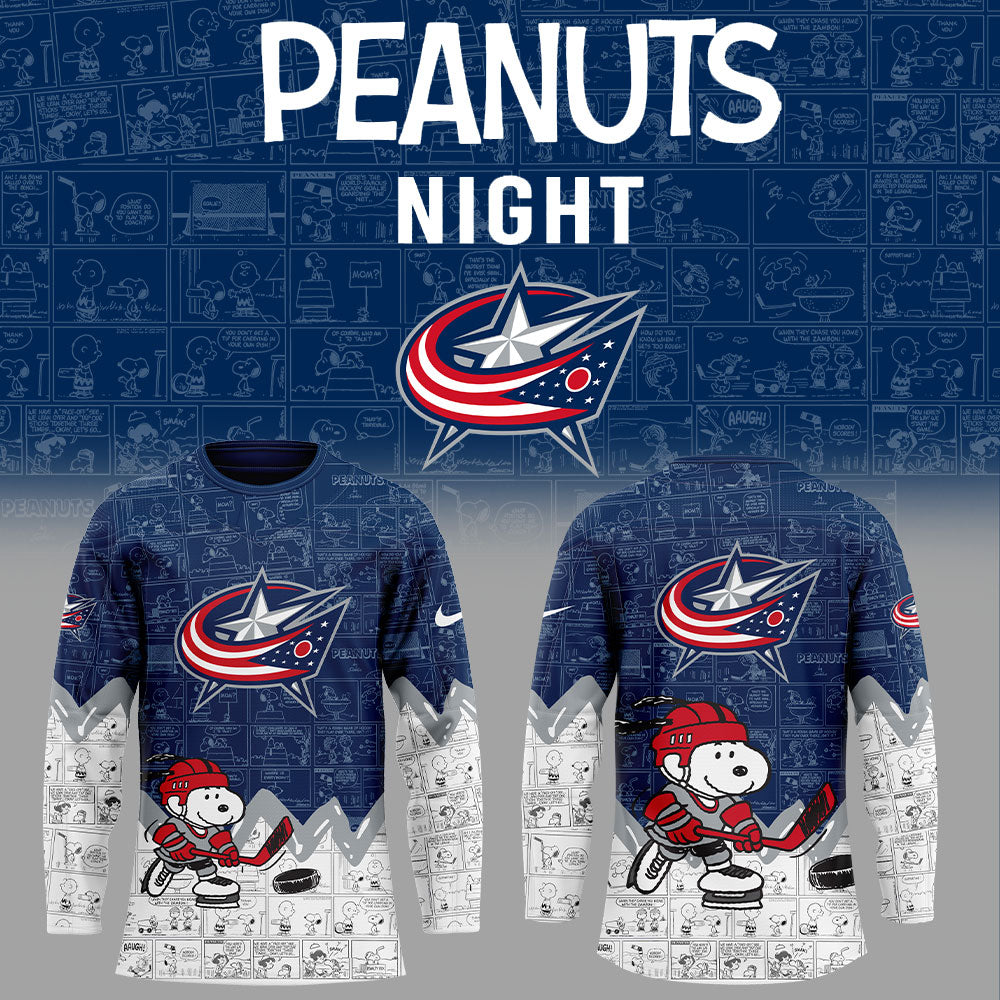 Columbus Blue Jackets 75Th Anniversary Of Peanuts Jersey
