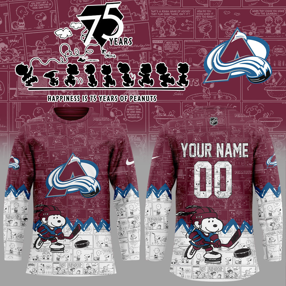 Colorado Avalanche 75Th Anniversary Of Peanutscustom Name, Number For Fans Jersey