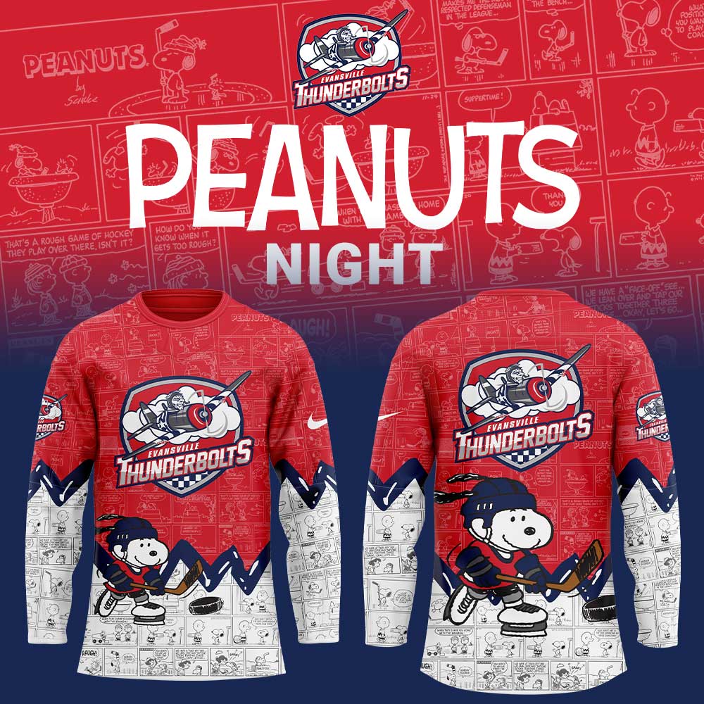 Evansville Thunderbolts 75Th Anniversary Of Peanuts Jersey