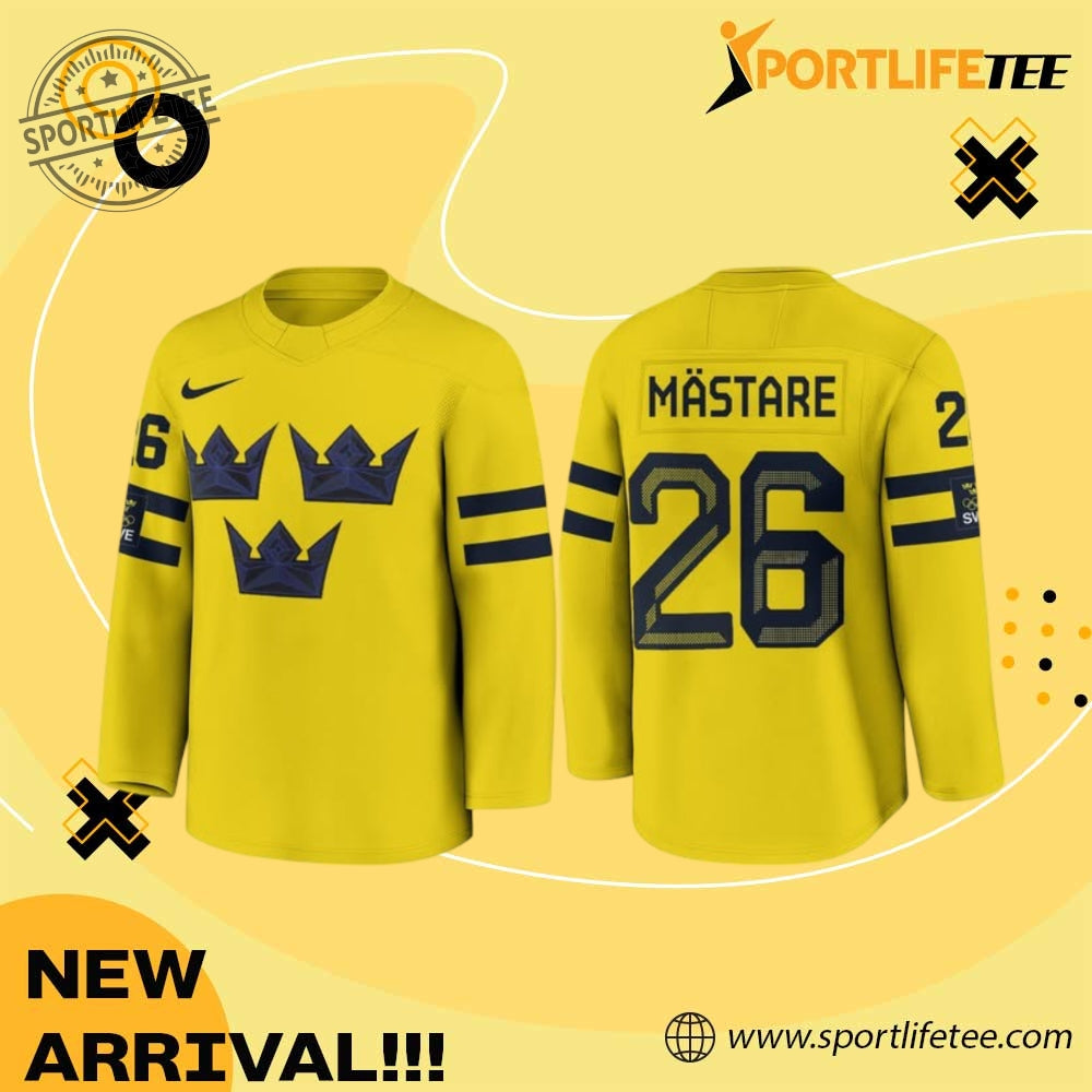 2026 Iihf World Junior Championship Sweden National Ice Hockey Team Mästare Hockey Jersey