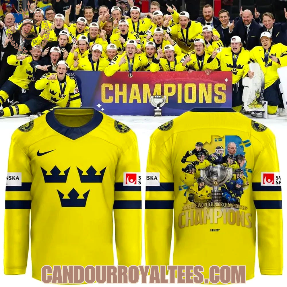 2026 Iihf World Junior Champions Sweden National Ice Hockey Team Jersey