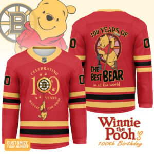 Boston Bruins Winnie The Pooh 100Th Birthday Hockey Jersey