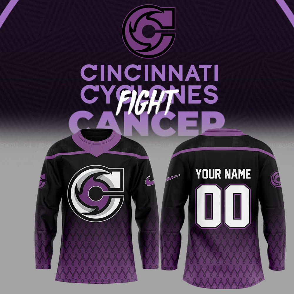 Cincinnati Cyclones Fight Cancer Custom Name, Number For Fans Jersey