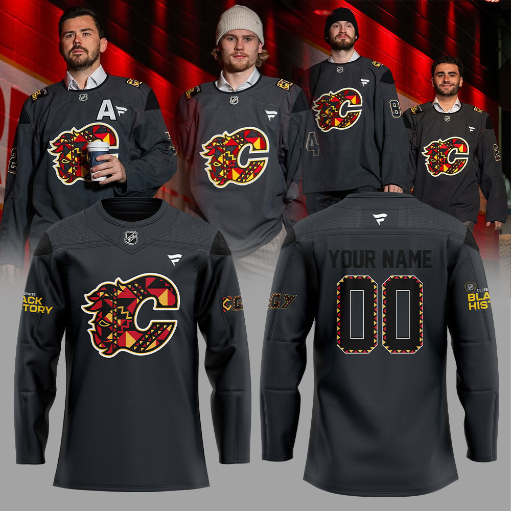 Calgary Flames Black History Month Custom Name, Number For Fans Jersey