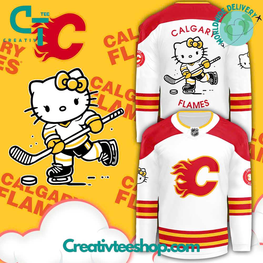 Calgary Flames X Hello Kitty 50Th Anniversary White Hockey Jersey
