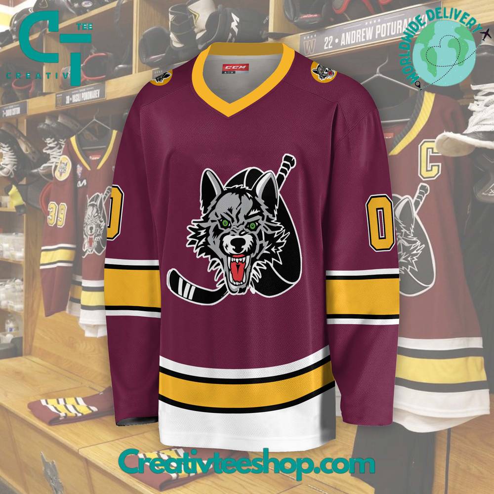 Ahl Chicago Wolves 2024 Burgundy Hockey Jersey