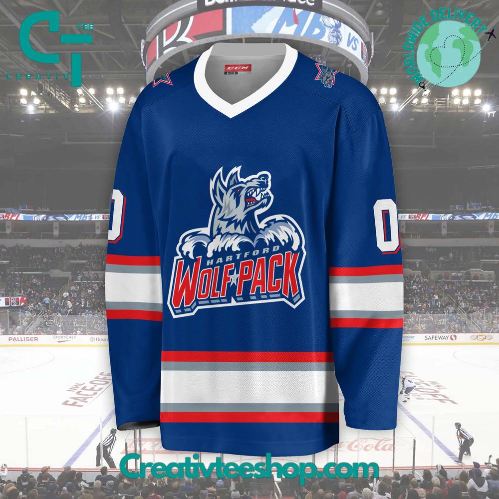 Ahl Hartford Wolf Pack 2024 Blue Hockey Jersey
