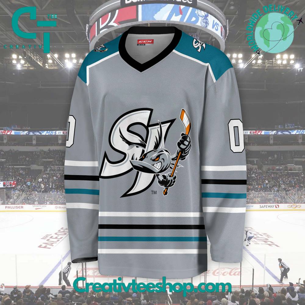 Ahl San Jose Barracuda 2024 Grey Hockey Jersey