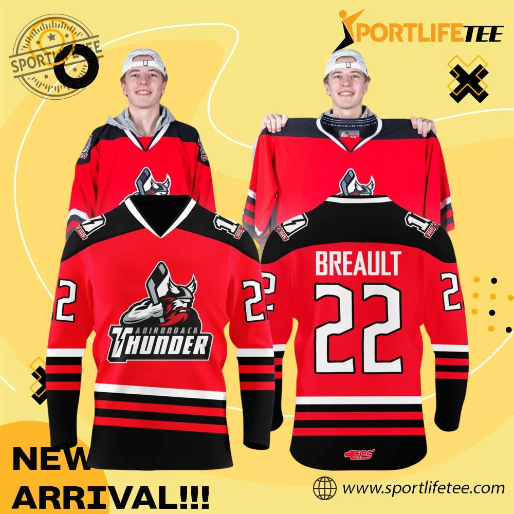 Adirondack Thunder Personalized Limited Red And Black Hockey Jersey