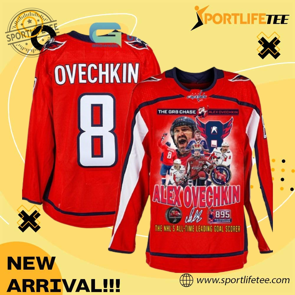 Alex Ovechkin Washington Capitals All Time Leading Goals Scores Hockey Jersey