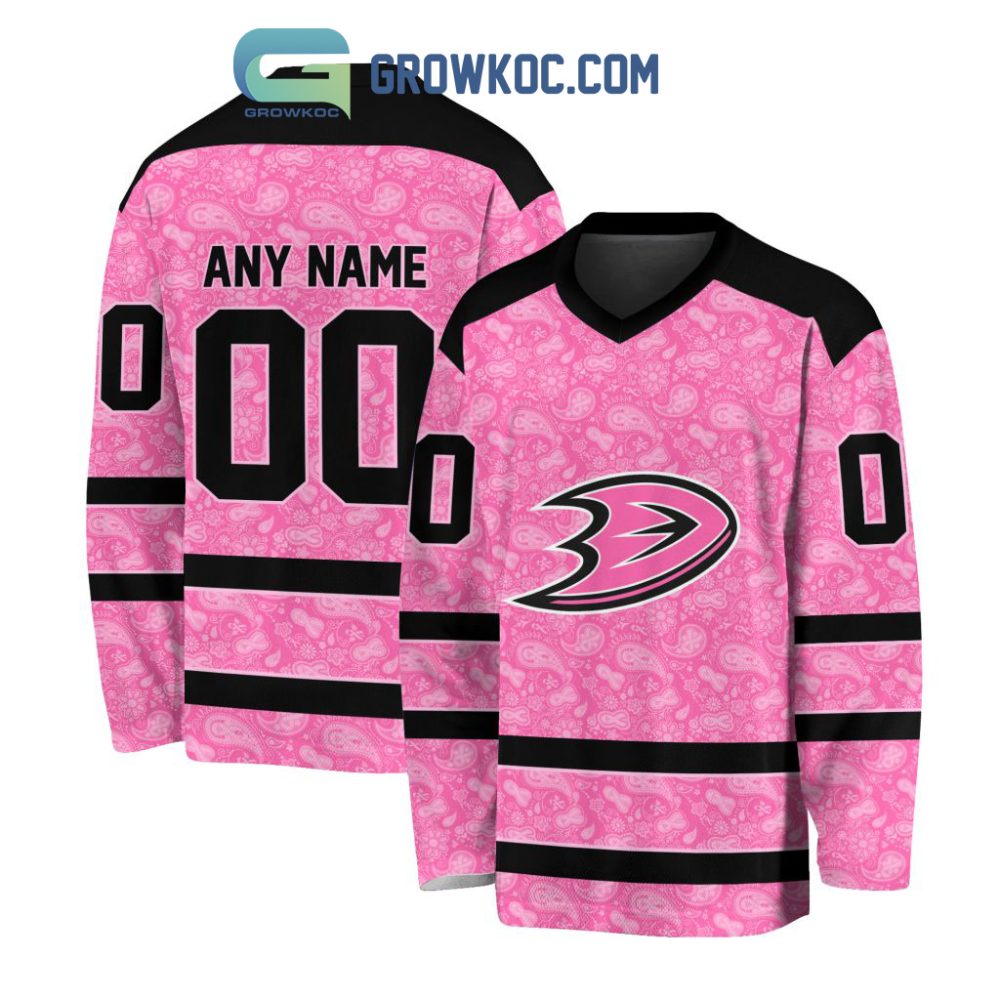 Anaheim Ducks Nhl Special Pink Breast Cancer Hockey Jersey Long Sleeve