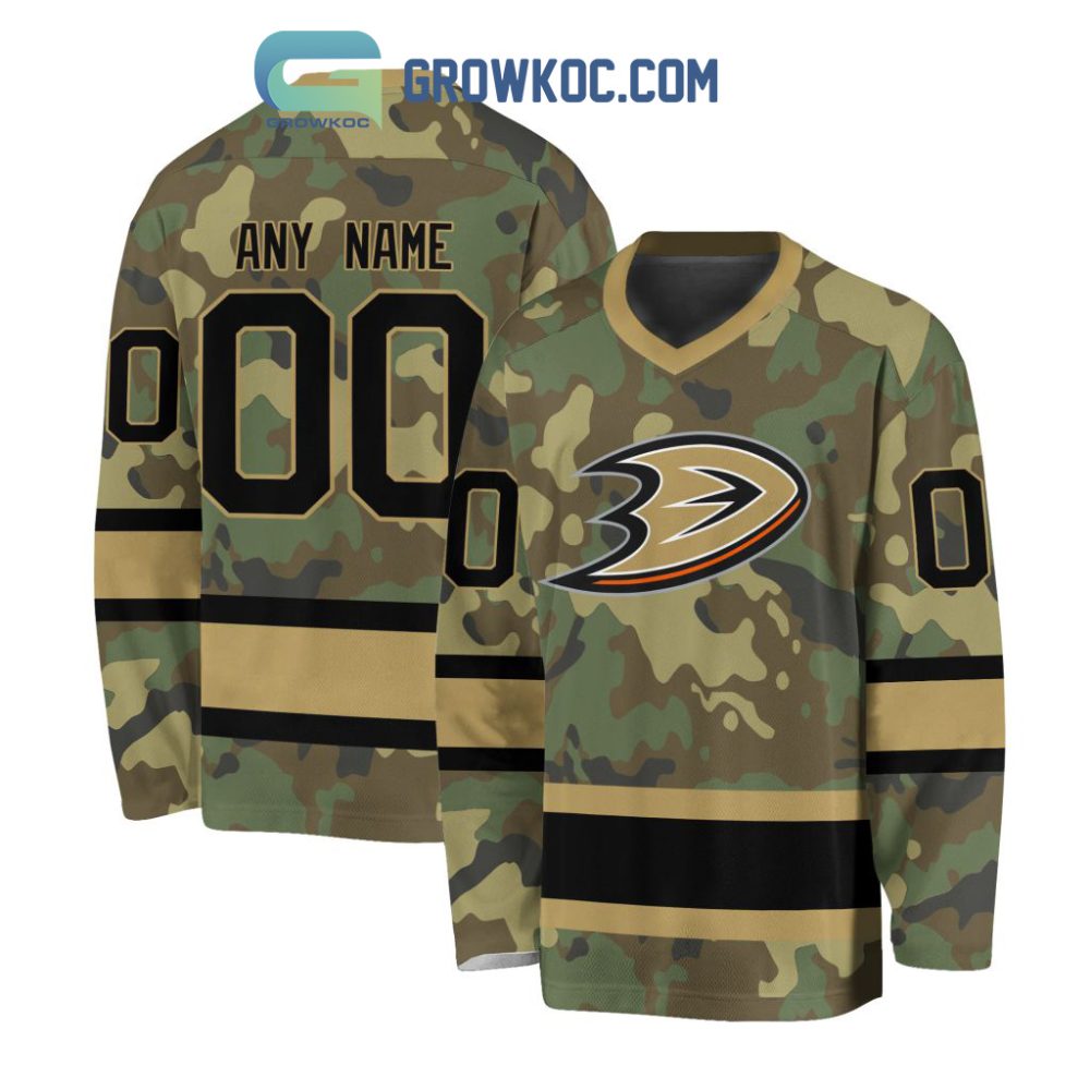 Anaheim Ducks Special Camo Veteran Design Personalized Hockey Jersey