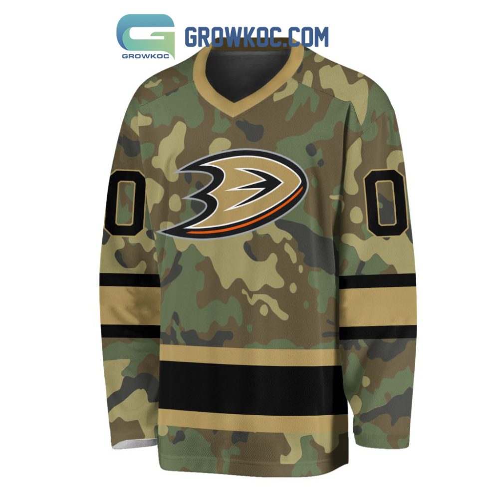 Anaheim Ducks Special Camo Veteran Design Personalized Hockey Jersey