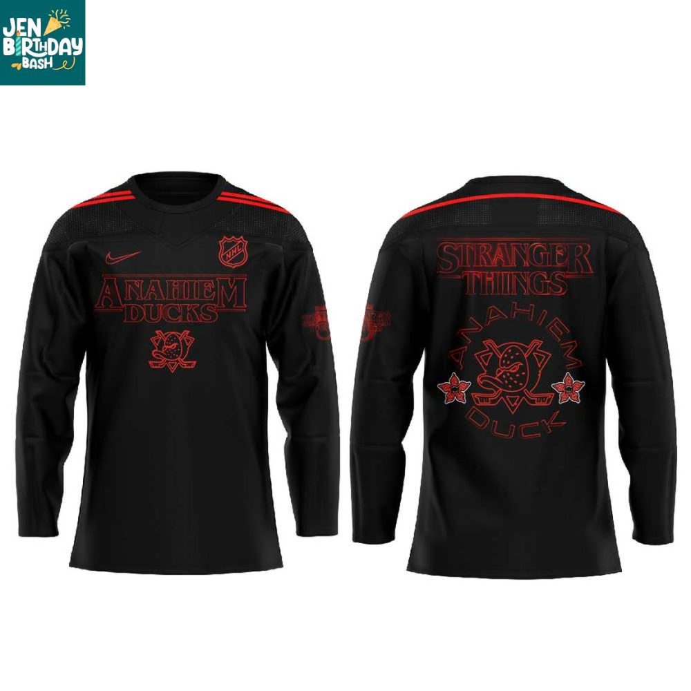 Anaheim Ducks Stranger Things 5 Upside Down Personalized Hockey Jersey