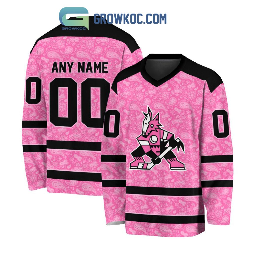 Arizona Coyotes Nhl Special Pink Breast Cancer Hockey Jersey Long Sleeve
