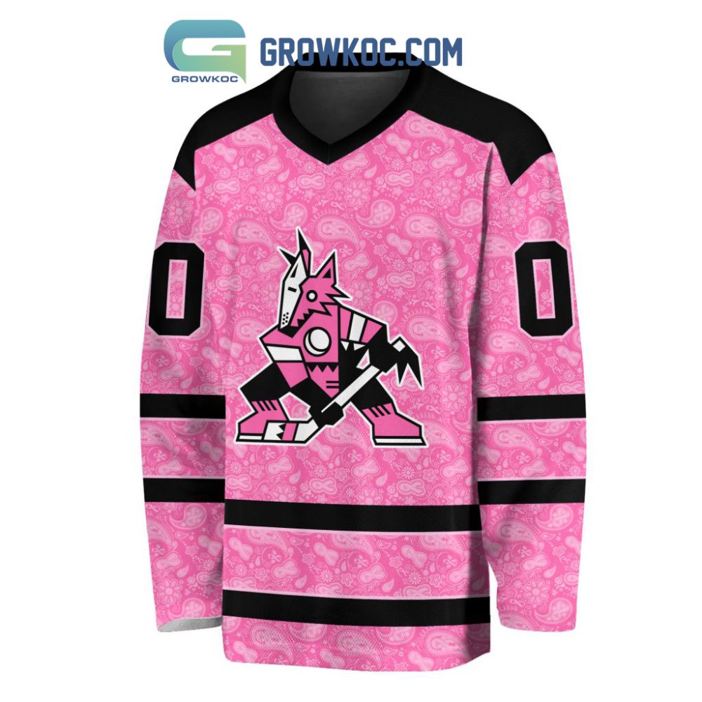 Arizona Coyotes Nhl Special Pink Breast Cancer Hockey Jersey Long Sleeve