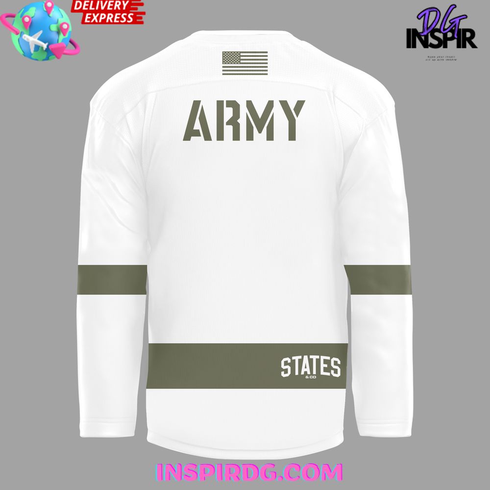 Army Black Knights White/Olive Green Hockey Jersey