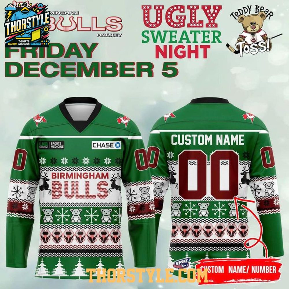Birmingham Bulls 2025 Christmas Night 2025 Personalized Hockey Jersey