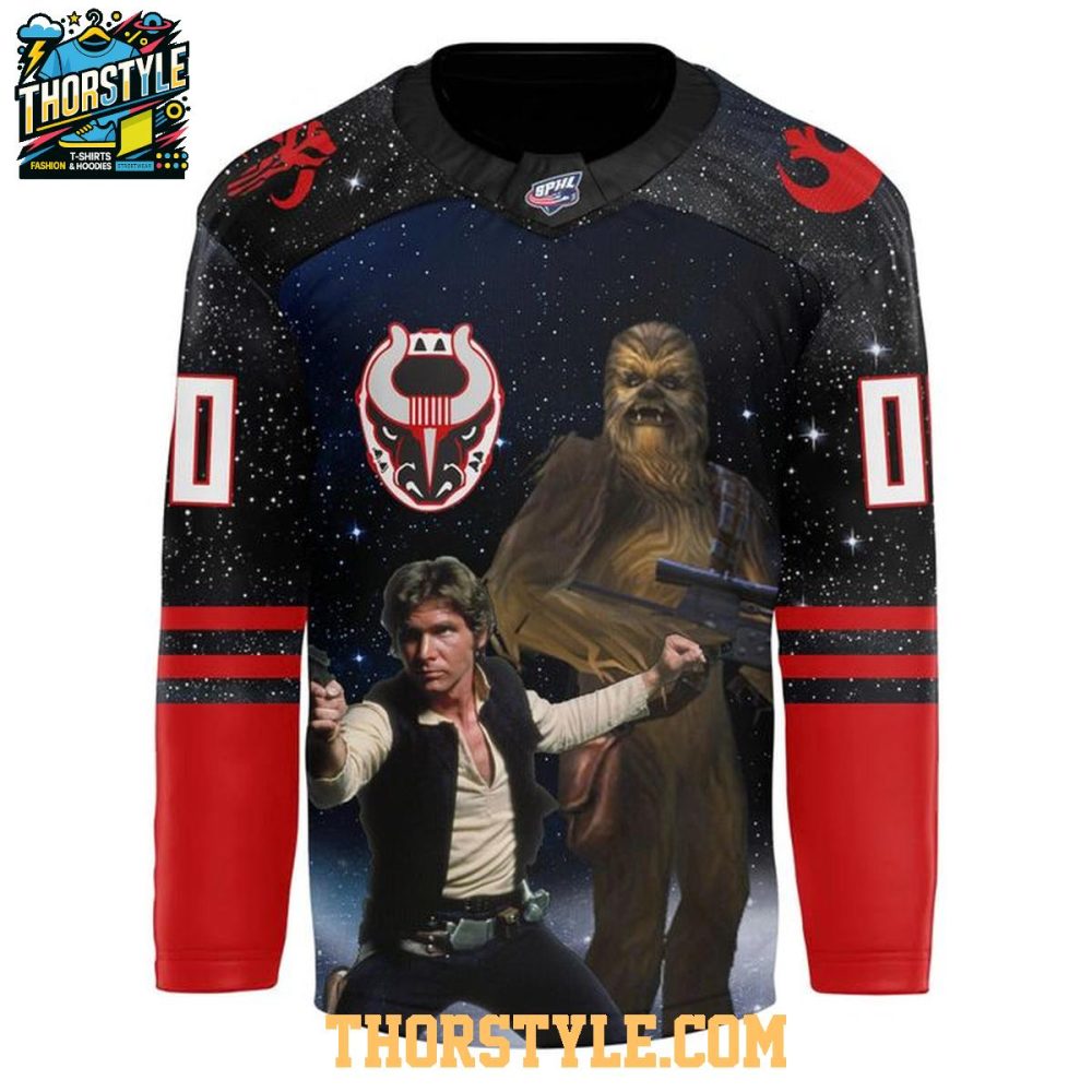 Birmingham Bulls 2026 Star Wars Night Han Solo Chewbacca Personalized Hockey Jersey