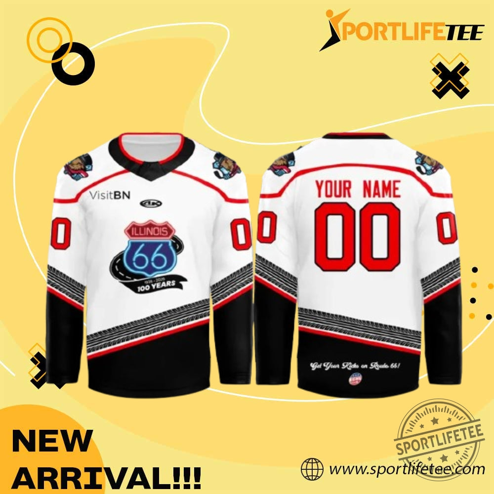 Bloomington Bison Honoring The Centennial Of Route 66 2026 Hockey Jersey