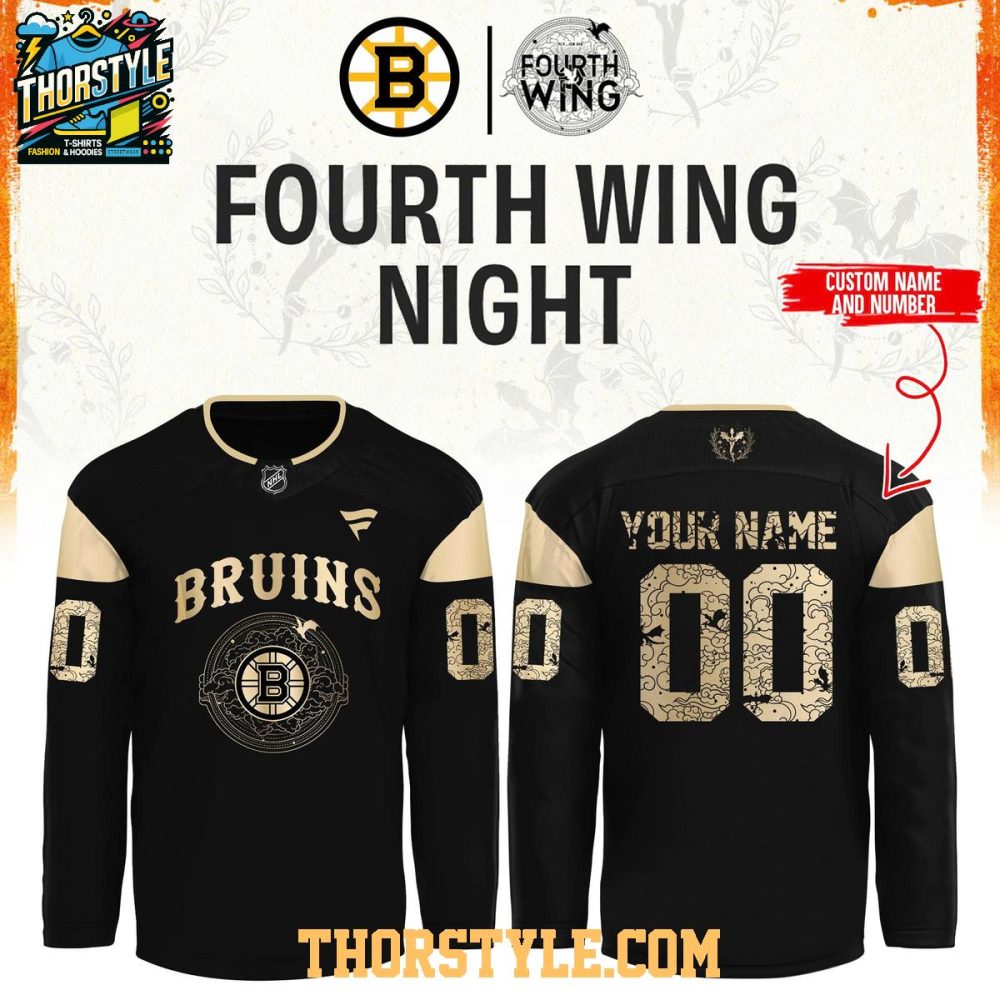 Boston Bruins Fourth Wings Night 2025 Dark Personalized Hockey Jersey