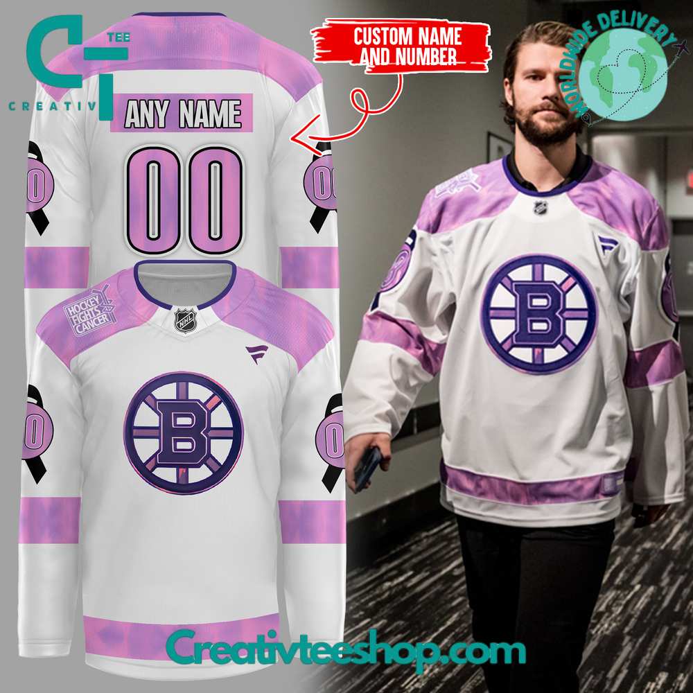 Boston Bruins Hockey Fights Cancer Custom Jersey
