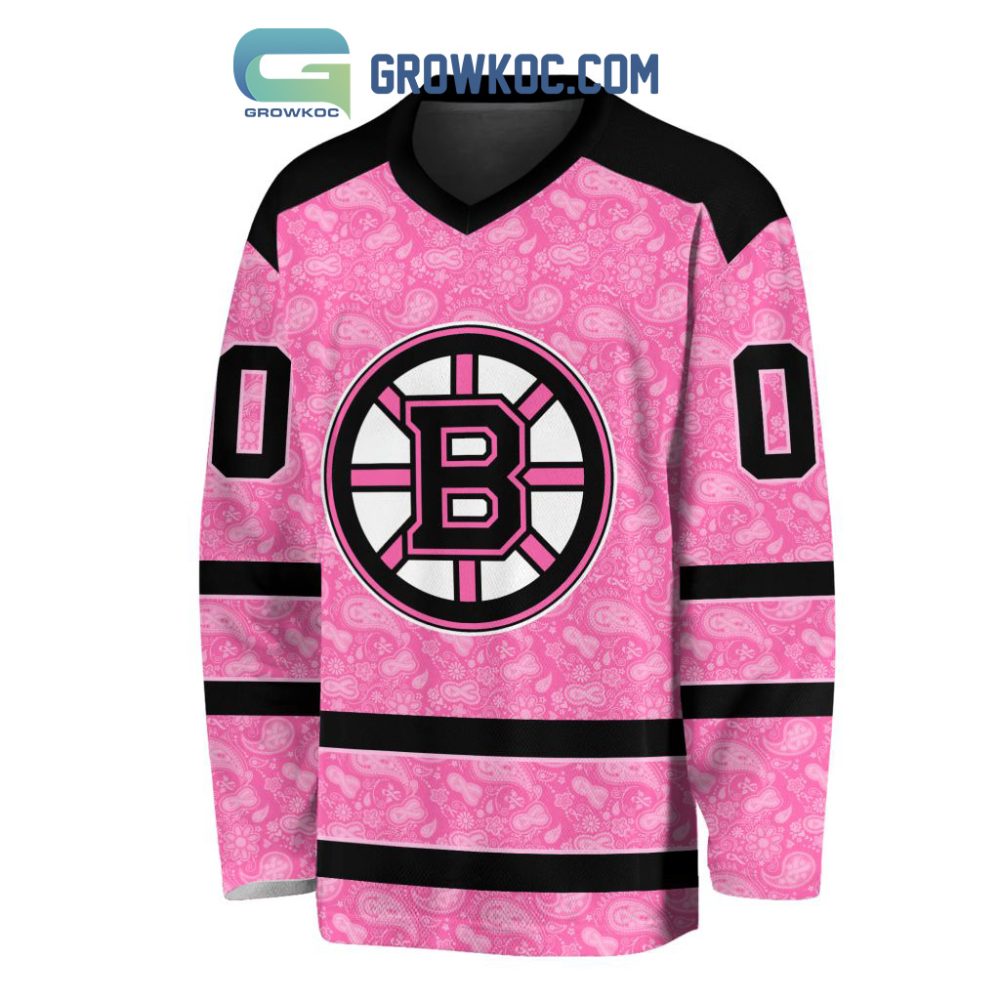 Boston Bruins Nhl Special Pink Breast Cancer Hockey Jersey Long Sleeve