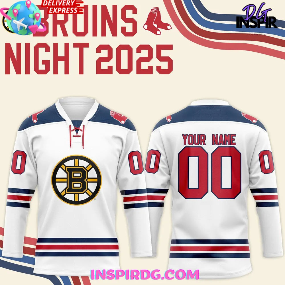 Boston Bruins Night X 2025 Boston Red Sox Hockey Jersey