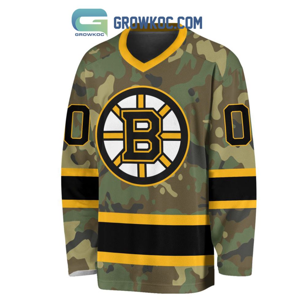 Boston Bruins Special Camo Veteran Design Personalized Hockey Jersey
