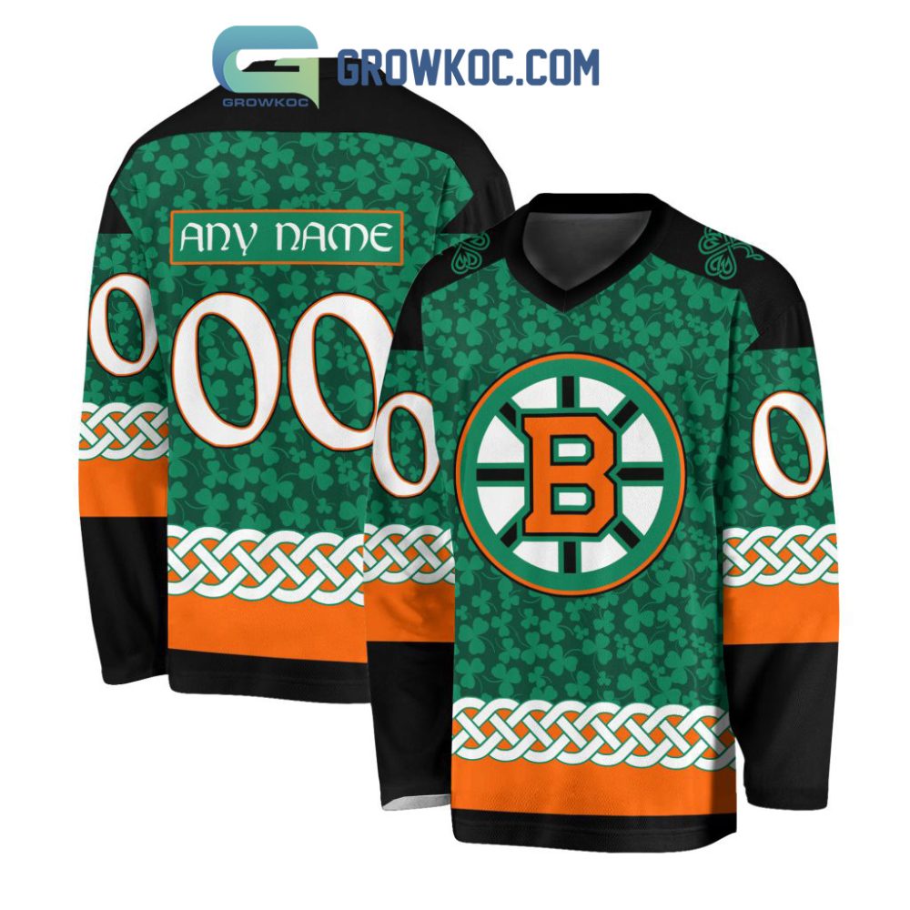 Boston Bruins St.Patrick'S Day Personalized Long Sleeve Hockey Jersey
