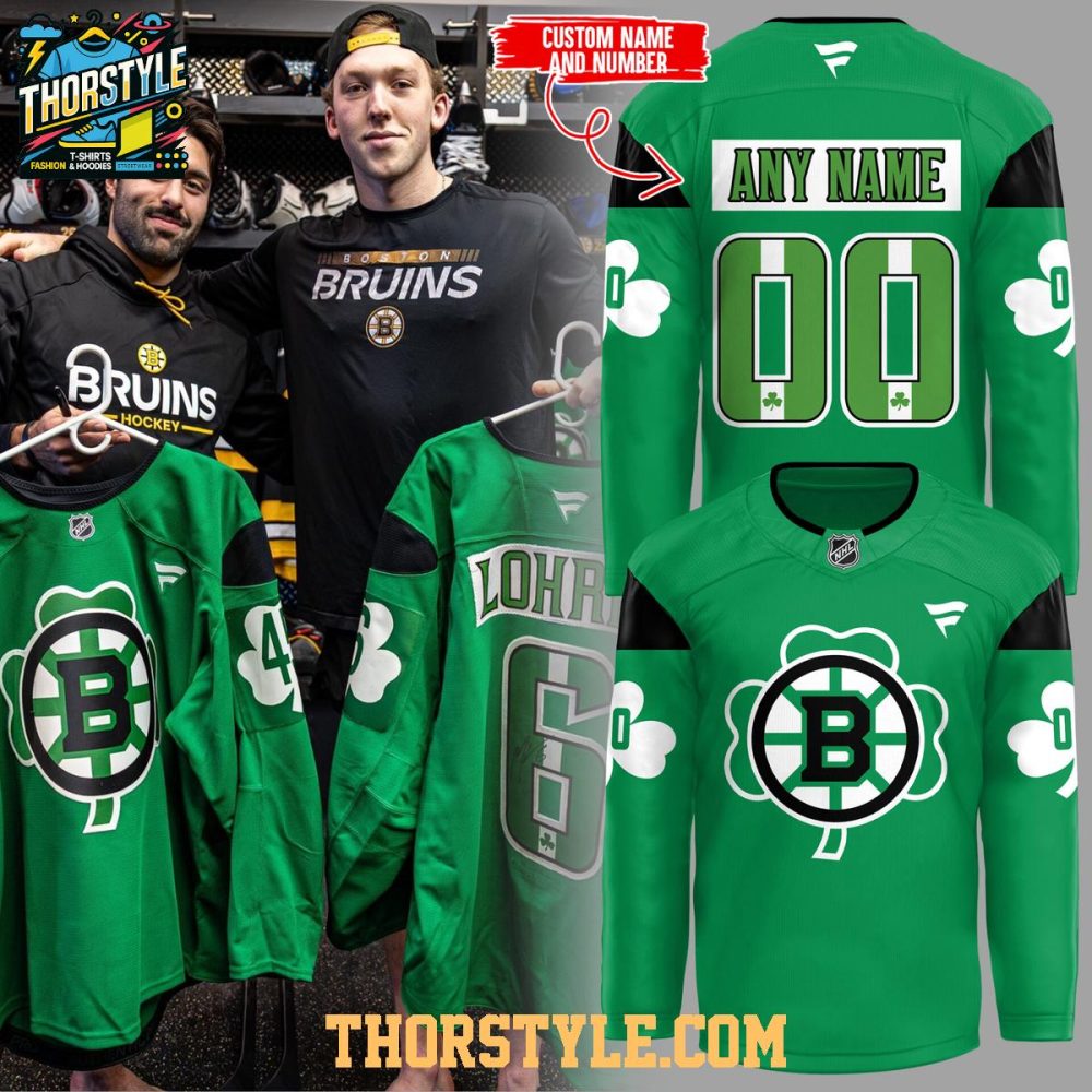 Boston Bruins X Saint Patrick'S Day 2026 All Green Personalized Hockey Jersey
