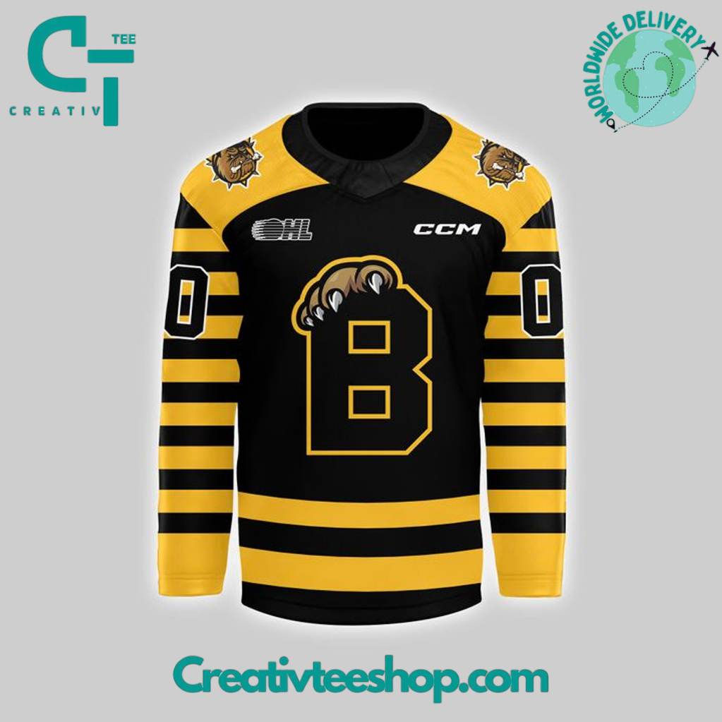 Brantford Bulldogs Special New Black Yellow Hockey Jersey