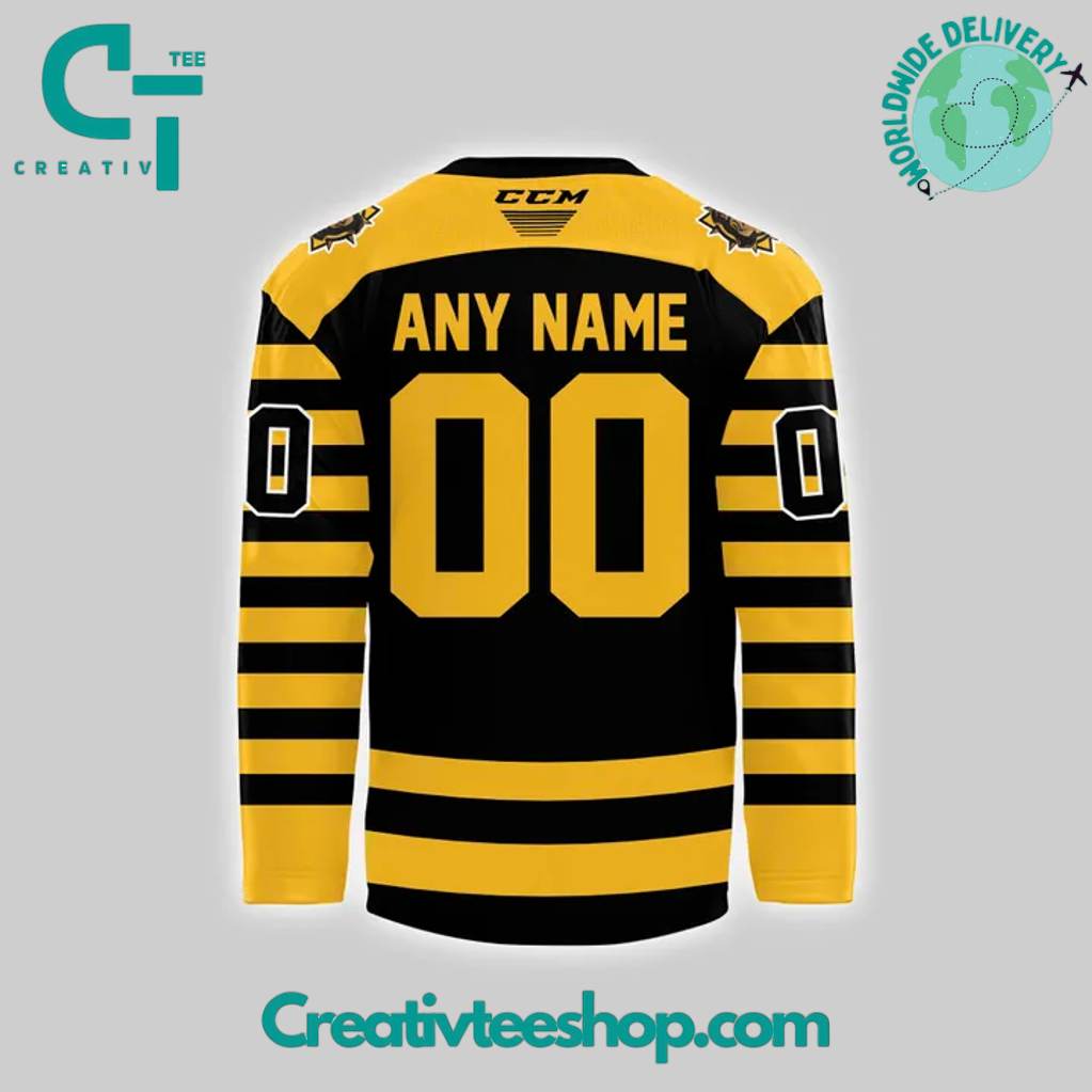 Brantford Bulldogs Special New Black Yellow Hockey Jersey