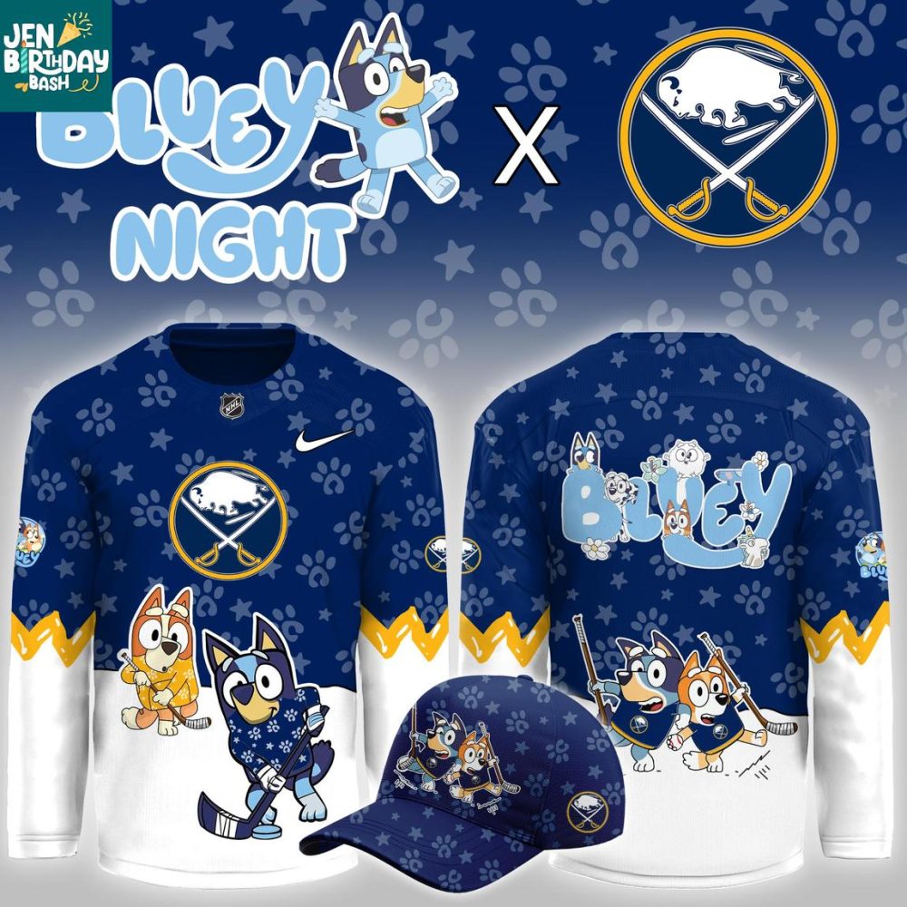 Buffalo Sabres Bluey Christmas Night 2025 Gameday Personalized Hockey Jersey