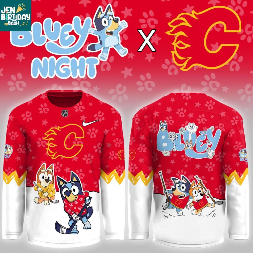 Calgary Flames Bluey Christmas Night 2025 Gameday Personalized Hockey Jersey