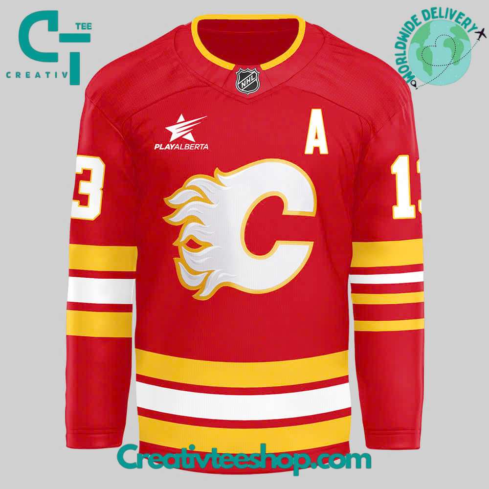 Calgary Flames Gaudreau Warm-Up Red Hockey Jersey