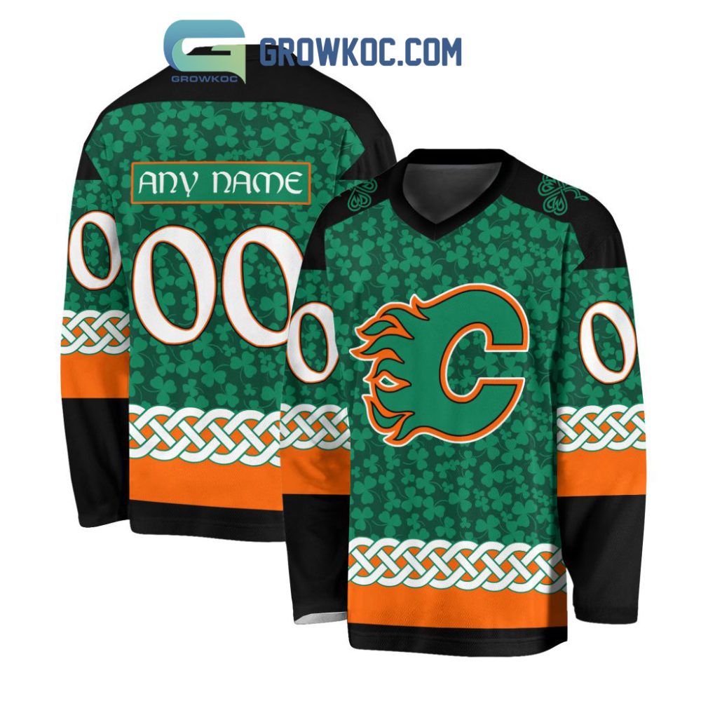 Calgary Flames St.Patrick'S Day Personalized Long Sleeve Hockey Jersey