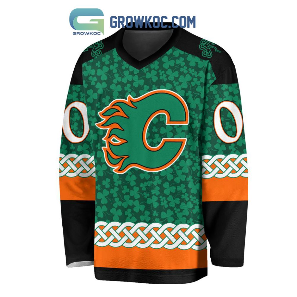 Calgary Flames St.Patrick'S Day Personalized Long Sleeve Hockey Jersey