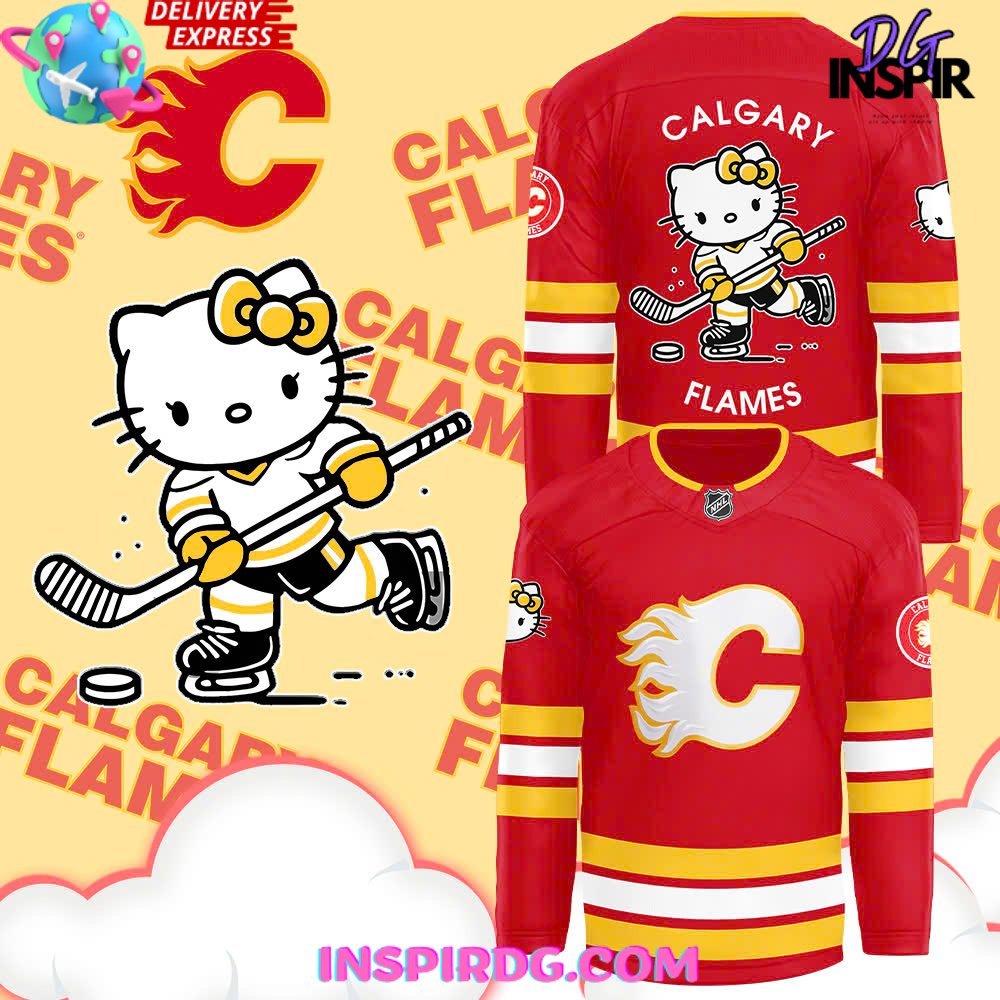 Calgary Flames X Hello Kitty 50Th Anniversary Red Hockey Jersey