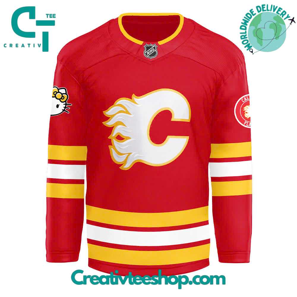 Calgary Flames X Hello Kitty 50Th Anniversary Red Hockey Jersey