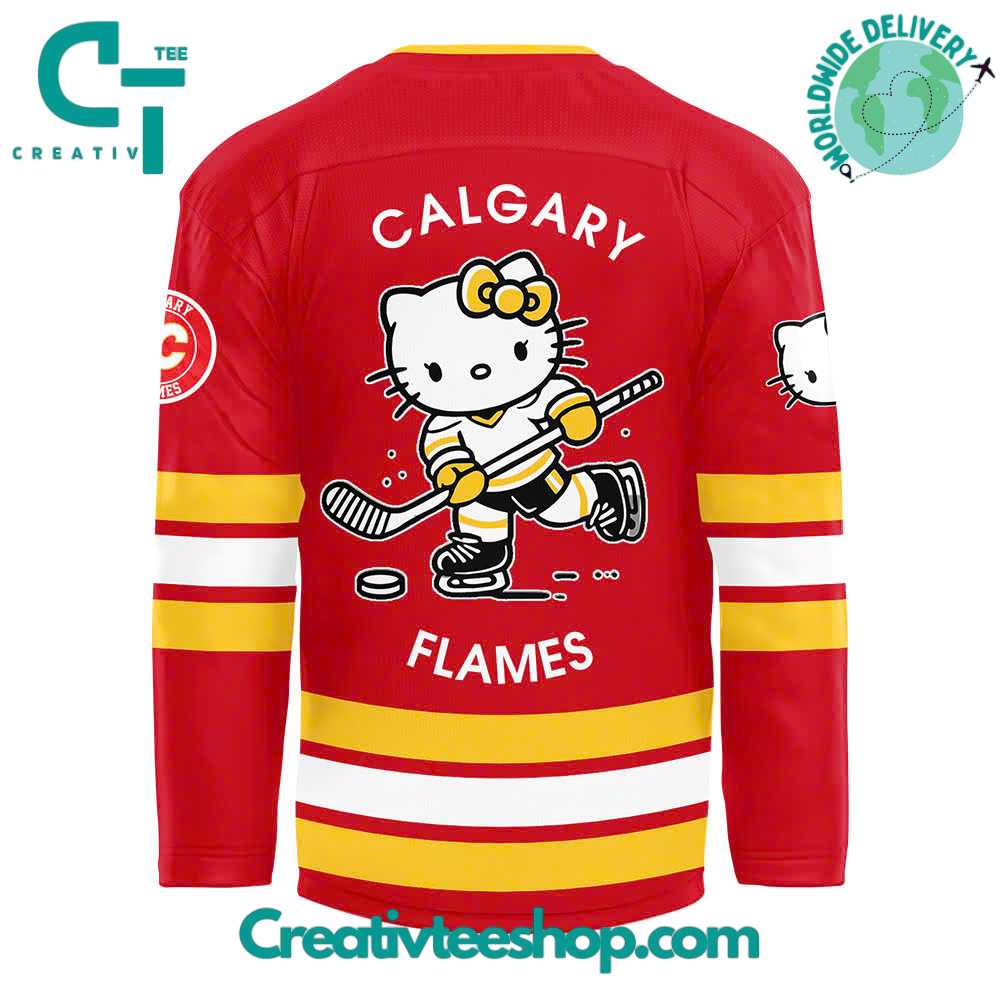 Calgary Flames X Hello Kitty 50Th Anniversary Red Hockey Jersey
