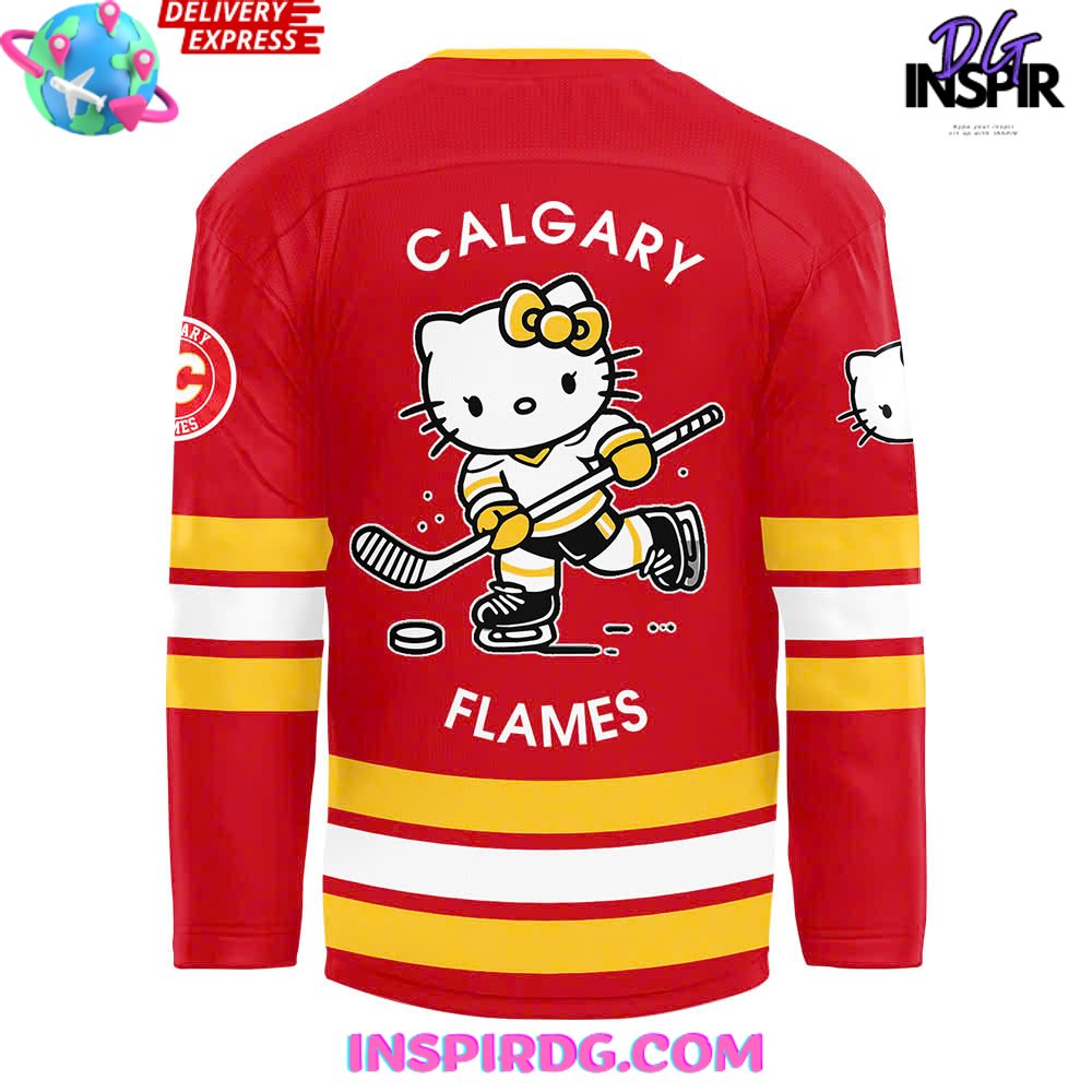 Calgary Flames X Hello Kitty 50Th Anniversary Red Hockey Jersey