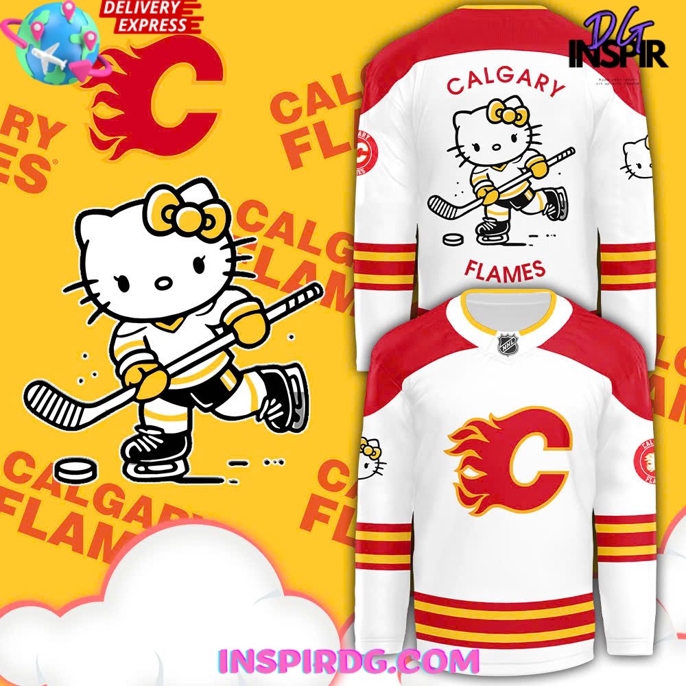 Calgary Flames X Hello Kitty 50Th Anniversary White Hockey Jersey