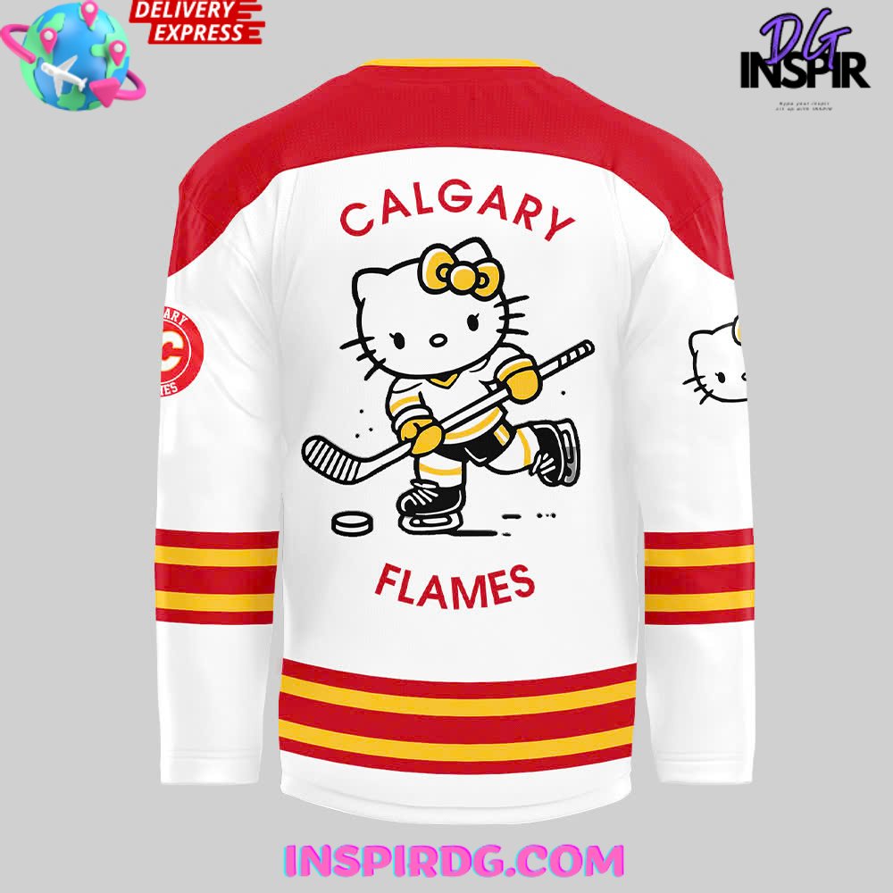 Calgary Flames X Hello Kitty 50Th Anniversary White Hockey Jersey