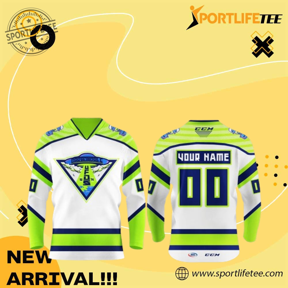 Carbondale Ufos Personalized Neon Green And White Limited Hockey Jersey